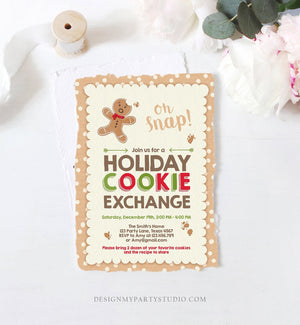 Editable Holiday Cookie Exchange Invitation Christmas Cookie Party Invite Gingerbread Man Download Printable Invitation Template Corjl 0111