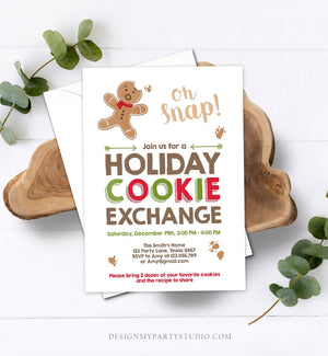 Editable Christmas Cookie Exchange Invitation Christmas Party Invite Cookie Party Gingerbread Download Printable Template Corjl 0111