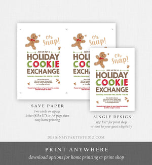 Editable Christmas Cookie Exchange Invitation Christmas Party Invite Cookie Party Gingerbread Download Printable Template Corjl 0111