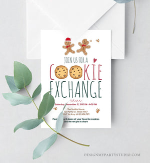 Editable Holiday Cookie Exchange Invitation Christmas Party Invitation Cookie Party Gingerbread Download Printable Template Corjl 0111