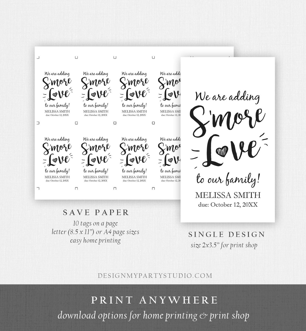 Editable S&#39;more Love Baby Shower Favor Tags We Are Adding Smore Love To Our Family Smores Thank You Tag Printable Corjl Template 0276