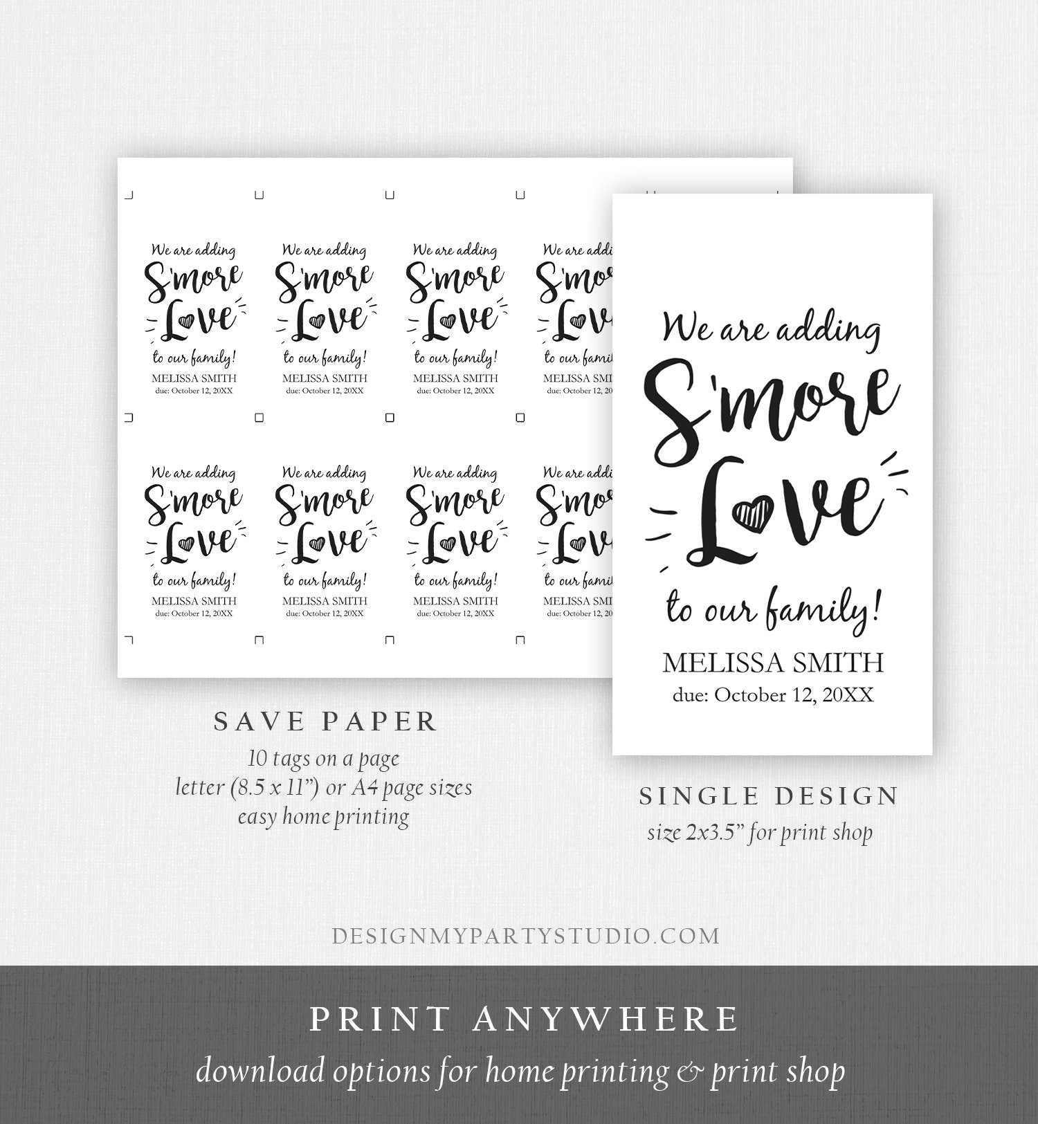 Editable S'more Love Baby Shower Favor Tags We Are Adding Smore Love To Our Family Smores Thank You Tag Printable Corjl Template 0276