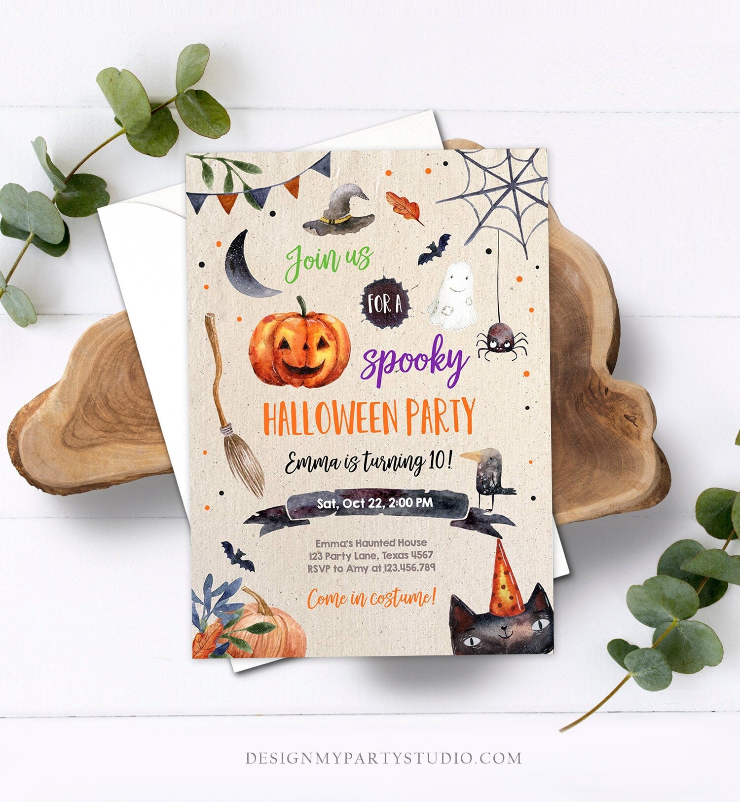 Editable Halloween Party Invitation Halloween Birthday Invitation Kids Halloween Bash Adult Download Printable Template Editable Corjl 0261