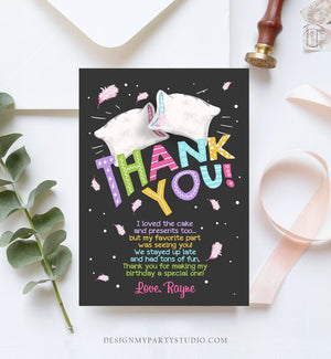 Editable Slumber Party Thank You Card Note Sleepover Pajamas Pillow Fight Girl Pink Note Template Digital Download Printable Corjl 0067