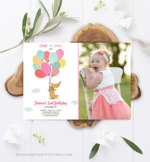 Editable Dog Invitation Dog Party Puppy Party Invite Dog Birthday paw-ty Invite Pink Girl Dog Theme Download Printable Template Corjl 0279