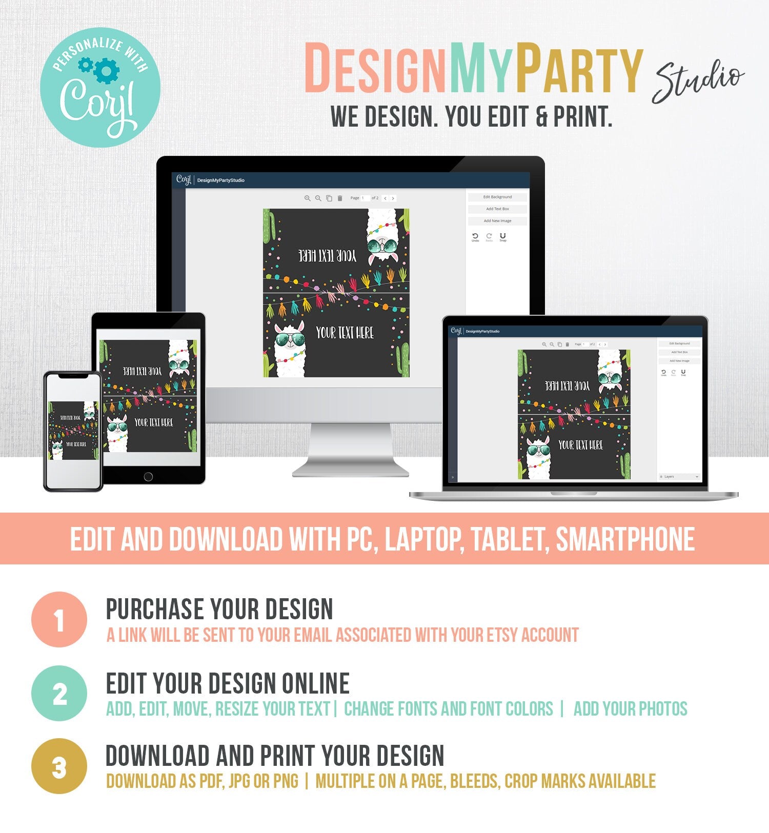 Editable Llama Food Labels Llama Place Card Tent Card Escort Card Llama Birthday Fiesta Party Mexican Black Girl Cactus Template Corjl 0079