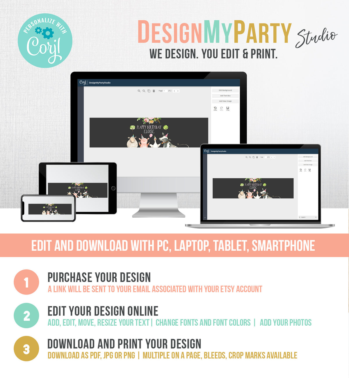 Editable Water Bottle Labels Farm Animals Girl Birthday Barnyard Farm Birthday Decor Cow Pig Printable Bottle Labels Template Corjl 0155