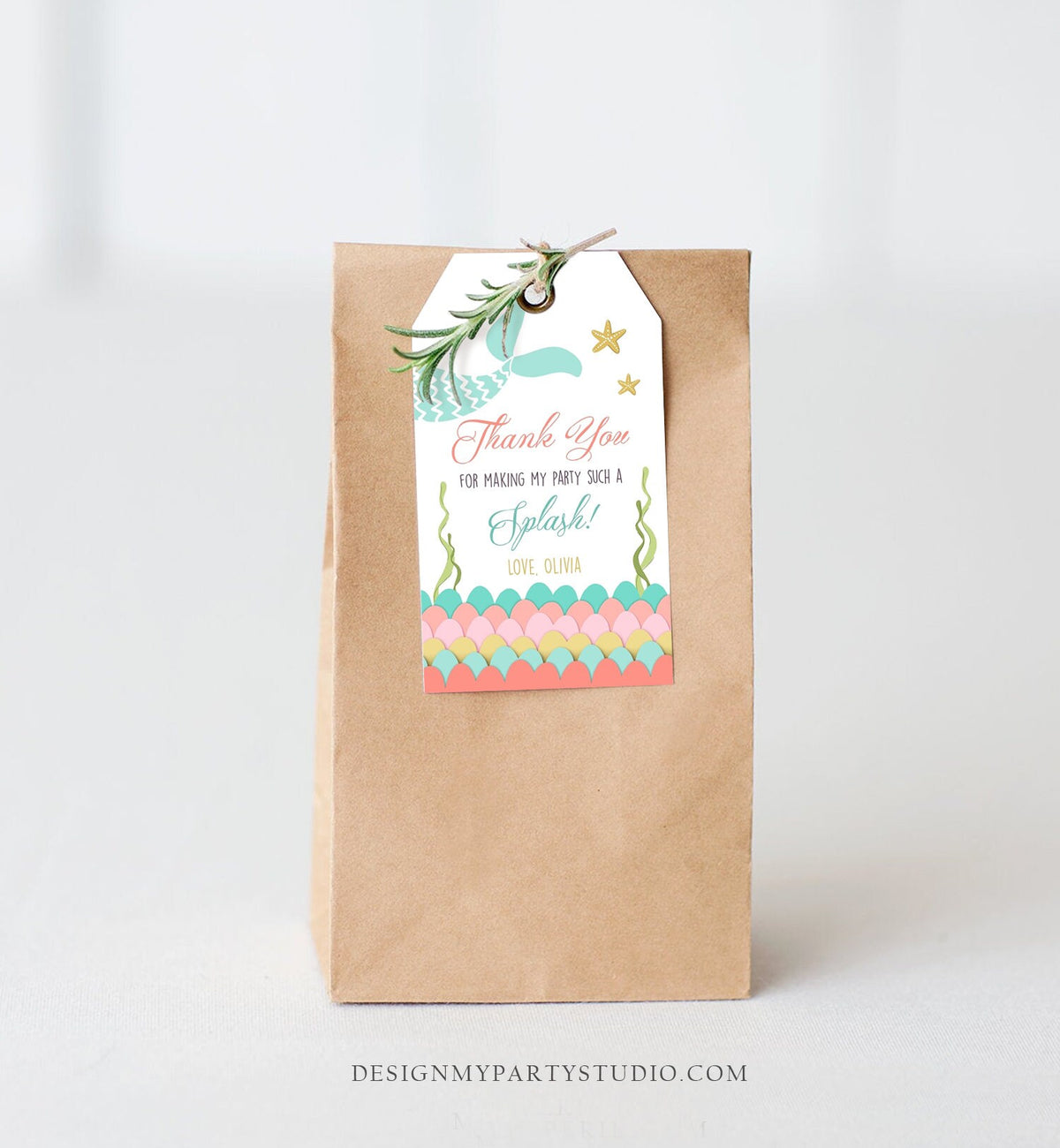 Editable Mermaid Favor Tags Mermaid Thank You Tags Splash Girl Mermaid Gift Tags Pink Instant Digital Download Template Corjl Printable 0021