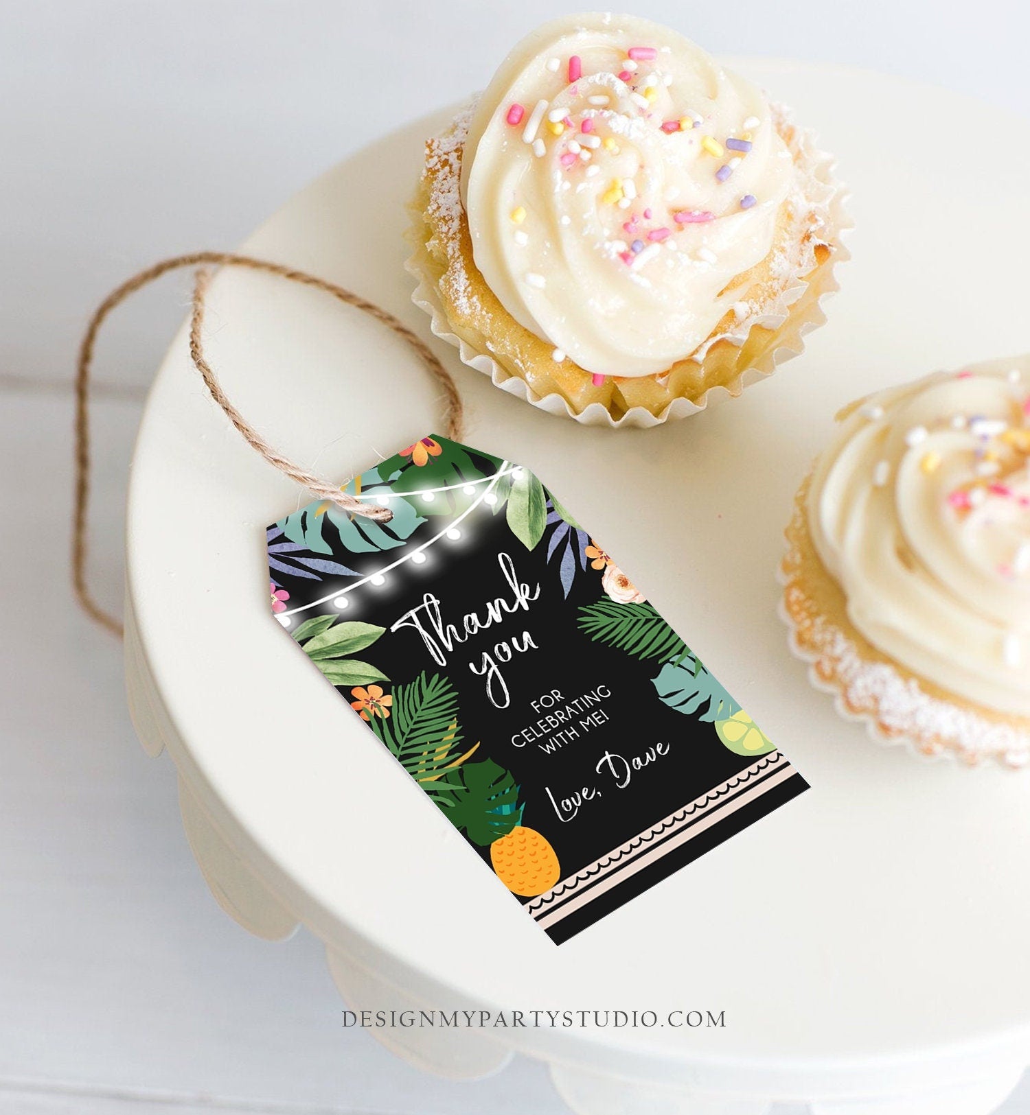 Editable Tropical Thank You Tag Adult Birthday Favor Tags Aloha Gift Tags Hawaiian Favor Tags Shower Tag Template Corjl PRINTABLE 0183