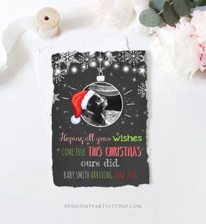 Editable Christmas Pregnancy Announcement Merry Christmas Baby Reveal Family of Three Echo Santa Hat Download Printable Corjl Template 0282