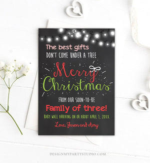 Editable Christmas Pregnancy Announcement Merry Christmas Baby Reveal Family of Three Instant Download Printable Corjl Template