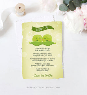 Editable Peas in a Pod Baby shower Thank you note Twin Baby Shower Twins Gender Neutral Thank you card Template Download Corjl 0020