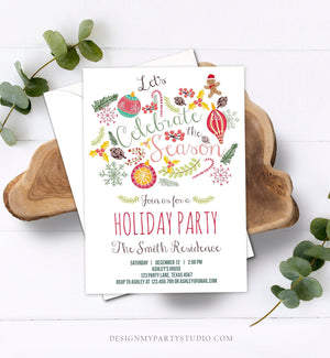 Editable Holiday Party Invitation Christmas Party Invite Cookie Party The Season Winter Party Gingerbread Printable Template Corjl 0270