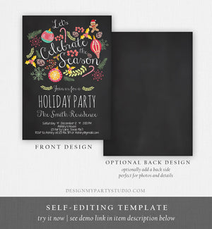 Editable Holiday Party Invitation Christmas Party Invite Cookie Party Tis The Season Winter Party Gingerbread Printable Template Corjl 0270