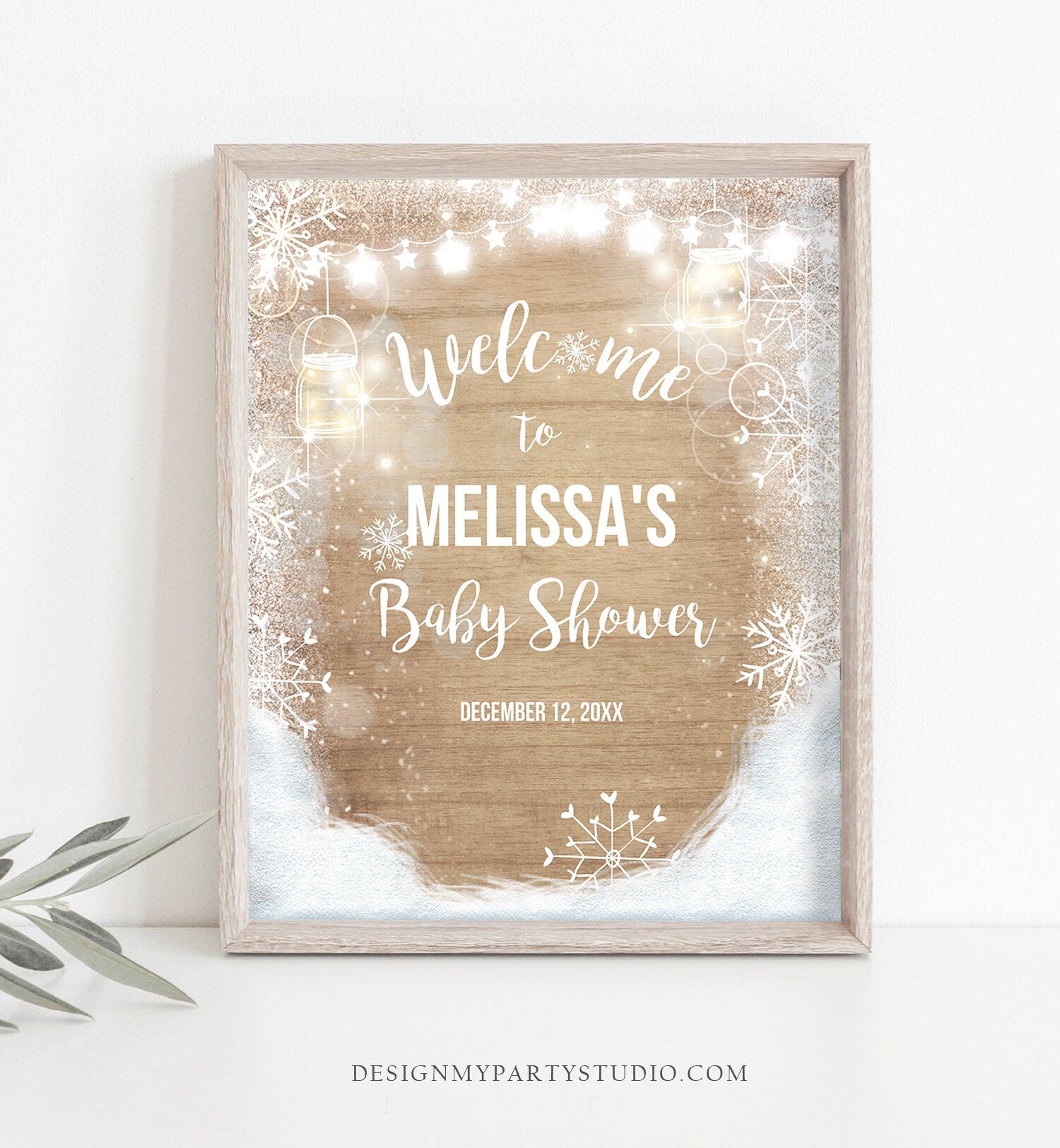 Editable Winter Welcome Sign Baby its Cold Outside Welcome Sign Winter Onederland Birthday Snowflakes Snow Template PRINTABLE Corjl 0031