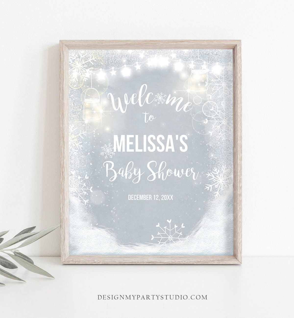 Editable Winter Welcome Sign Baby its Cold Outside Welcome Sign Winter Onederland Birthday Snowflakes Snow Template Corjl PRINTABLE 0031