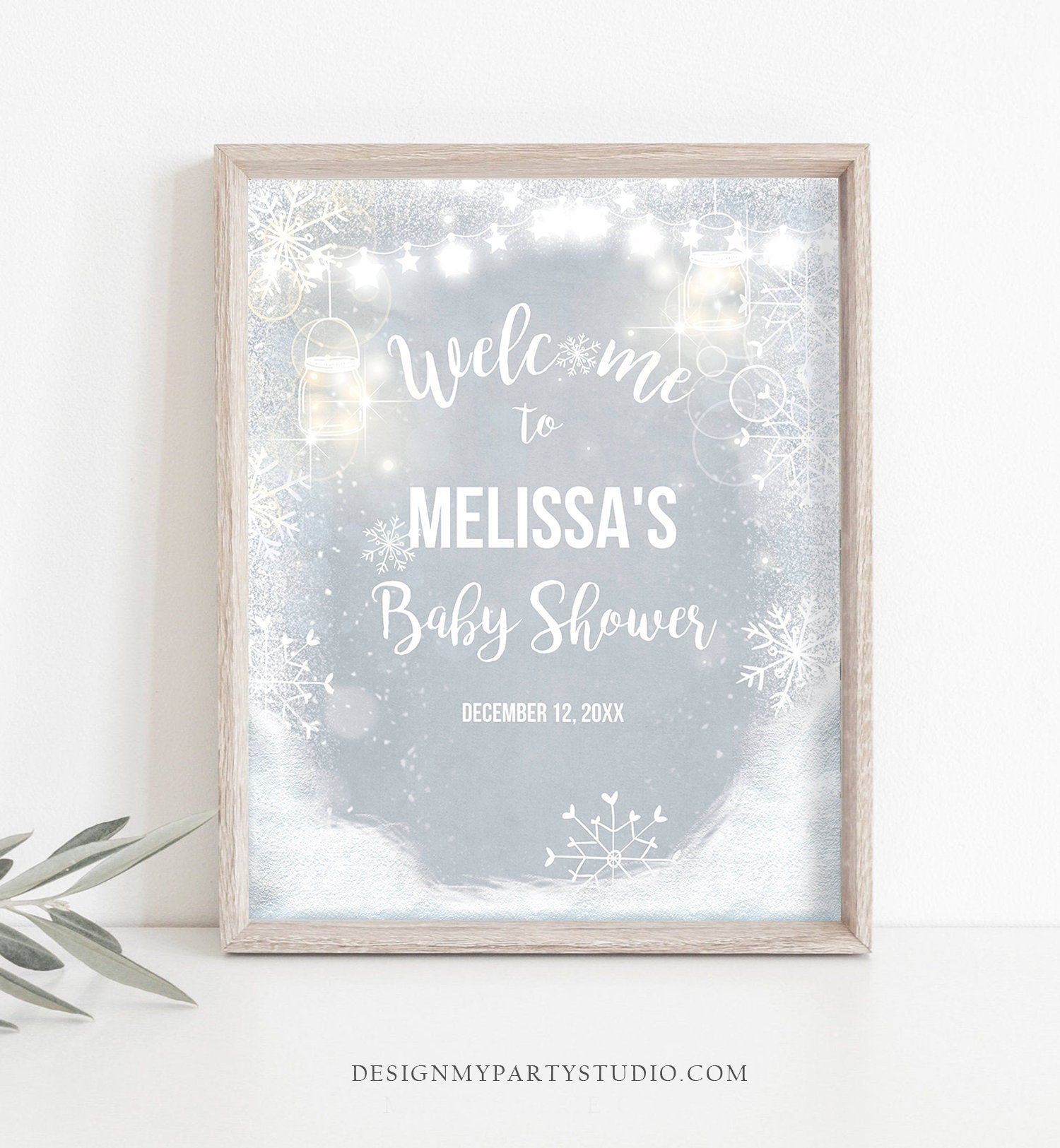 Editable Winter Welcome Sign Baby its Cold Outside Welcome Sign Winter Onederland Birthday Snowflakes Snow Template Corjl PRINTABLE 0031