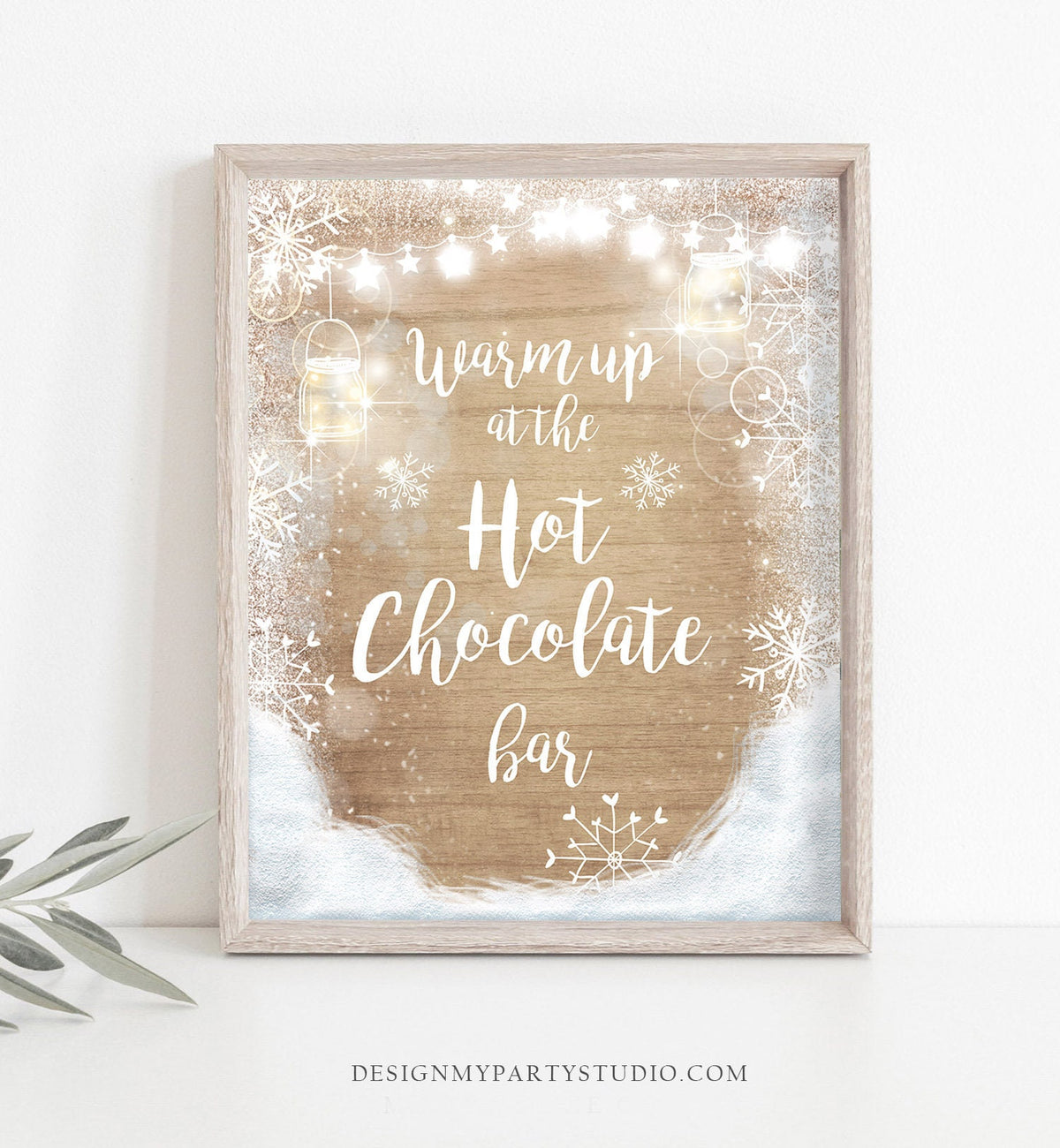 Hot Cocoa Bar Sign Printable Hot Chocolate Bar Table Sign Winter Birthday Party Decor Baby Shower Farmhouse Wood Xmas Digital PRINTABLE 0031