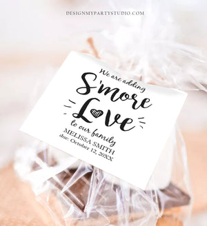 Editable Smore Love Favor Tag We Are Adding S'more Love To Our Family Square Round Baby Shower Favors Download Corjl Template PRINTABLE 0276