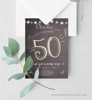 Editable 50th Birthday Invitation Vintage Rustic Adult Birthday Invitation Fifty Download Printable Invitation Template Corjl 0230