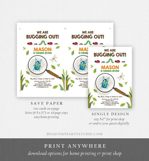Editable Bug Birthday Invitation Insect Party We Are Bugging Out bug Hunt Bugs Boy Printable Invitation Summer Template Digital Corjl 0090