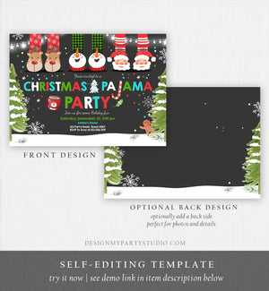 Editable Christmas Pajama Party Christmas Birthday Invitation Pancakes Xmas Party Sleepover Download Printable Corjl Template Digital 0274