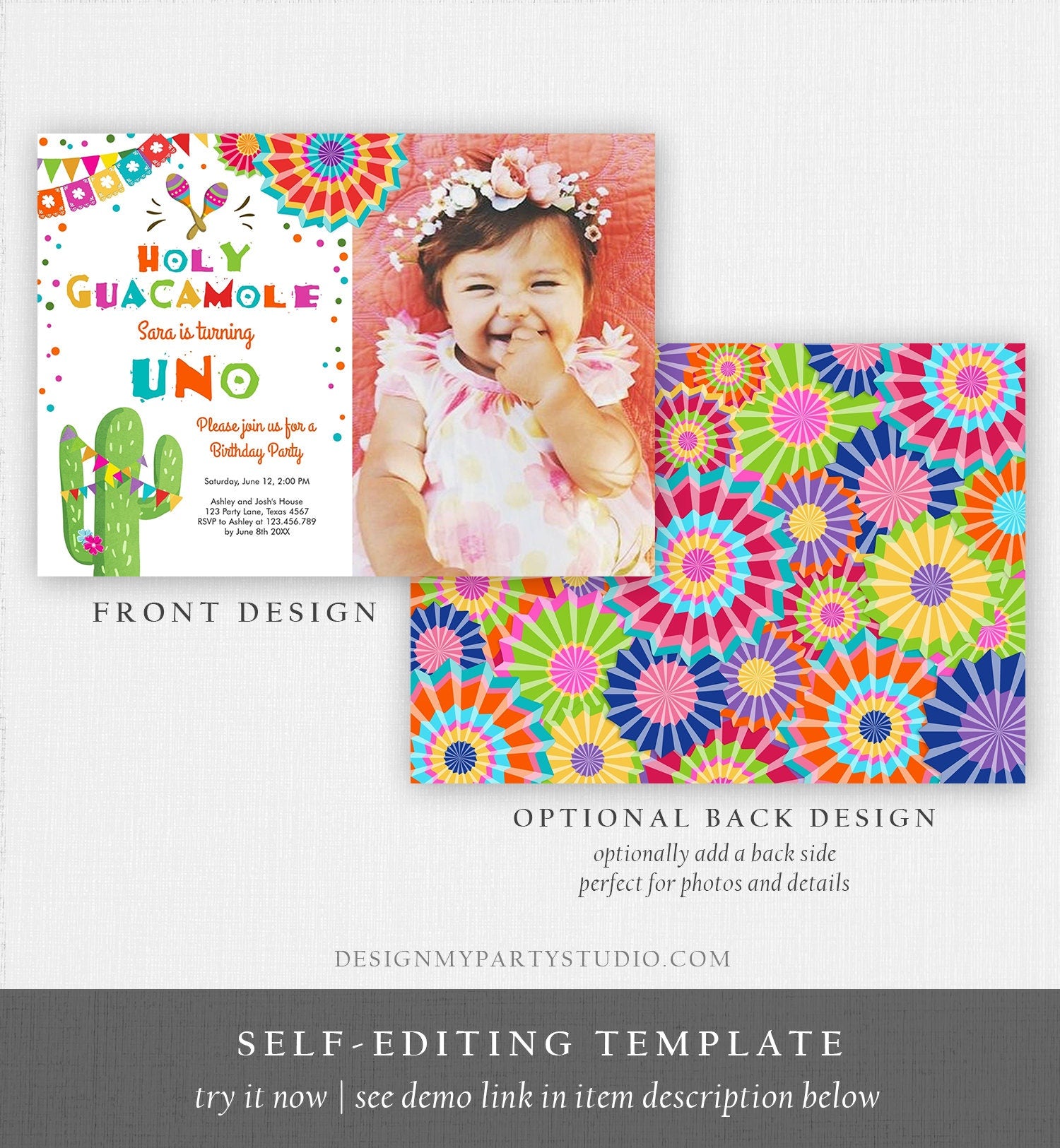 Editable Uno Fiesta Birthday Invitation Holy Guacamole First Birthday - Design My Party Studio editable-uno-fiesta-birthday-invitation-holy-guacamole-first-birthday-design-my-party-studio