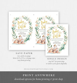 Editable Baby its Cold Outside Winter Baby Shower Invite Oh Deer Snowflakes Gender Neutral Gold Glitter Rustic Printable Template Corjl 0265