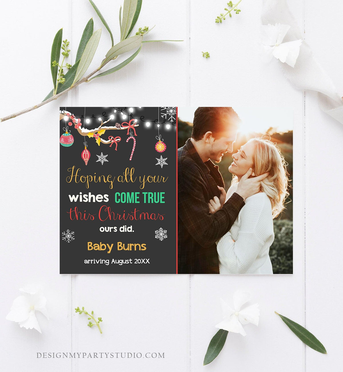 Editable Christmas Pregnancy Announcement Merry Christmas Baby Announcement Grandparents Parents Download Printable Card Template Corjl