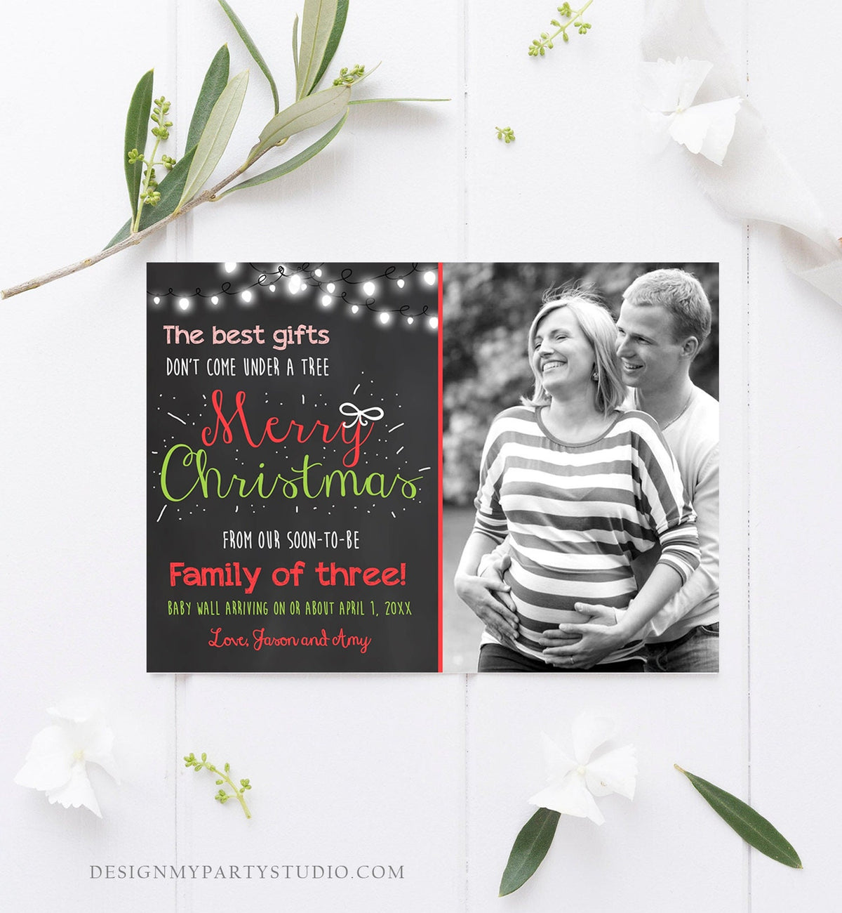 Editable Christmas Pregnancy Announcement Pregnancy Reveal Grandparents Baby Announcement Download Printable Invitation Template Corjl