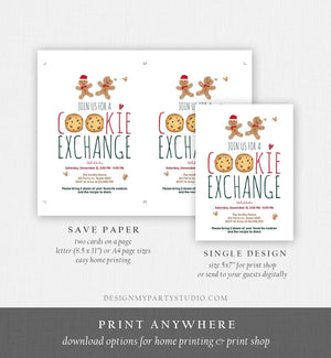 Editable Holiday Cookie Exchange Invitation Christmas Party Invitation Cookie Party Gingerbread Download Printable Template Corjl 0111