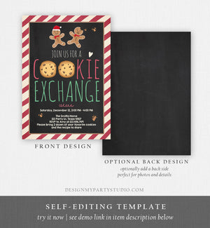 Editable Cookie Exchange Invitation Christmas Party Invitation Cookie Party Gingerbread Download Printable Invitation Template Corjl 0111