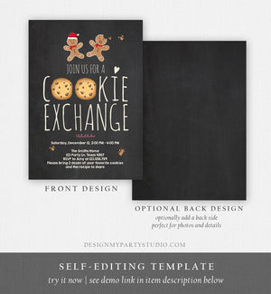 Editable Cookie Exchange Invitation Christmas Cookie Invite Cookie Party Gingerbread Download Printable Invitation Template Corjl 0111