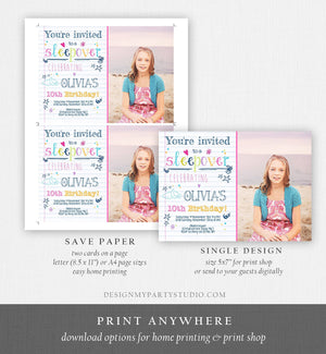 Editable ANY AGE Sleepover Party Invitation Slumber Party Pajamas Birthday Girl Pink Download Printable Invite Template Corjl Digital 0275