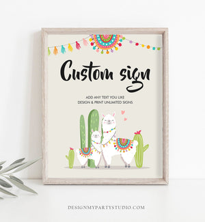 Editable Custom Sign Llama Fiesta Cactus Sign Fiesta Decor Table Sign Baby Shower Decor 8x10 Neutral Download Corjl Template PRINTABLE 0079