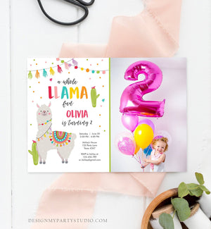 Editable Whole Llama Fun Birthday invitation Llama Cactus Girls Alpaca Fiesta Instant Download Printable Invitation Template Corjl 0079