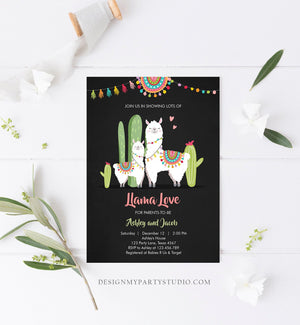 Editable Llama Baby Shower Invitation Llama Love Fiesta Cactus Mexican Couples Coed Shower Digital Download Printable Corjl Template 0079