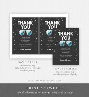 Editable Thank You Card Two Cool Birthday Boy Sunglasses Palm Second Birthday Party Note 2nd Chalk Download Corjl Template Printable 0136