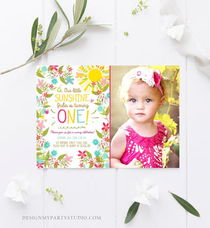 Editable Little Sunshine Birthday Invitation You Are My Sunshine Garden Girl Pink Summer ANY AGE Download Printable Template Corjl 0213