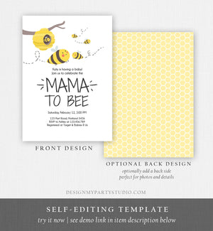 Editable Bee Baby Shower Invitation Mama to Bee Baby Shower Invite Honey Comb Hive Bees Download Printable Template Digital Corjl 0224
