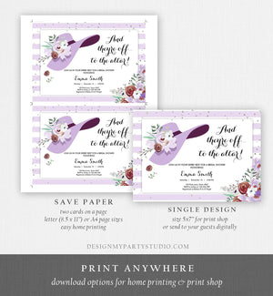 Editable Bridal Shower Invitation Derby Wear a Hat Horse races Floral Flowers Lavender Silver Glitter Download Printable Template Corjl 0249