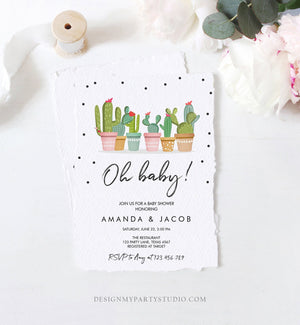 Editable Oh Baby Shower Invitation Cactus Mexican Fiesta Baby Shower Couples Shower Pregnancy Instant Download Corjl Template Printable 0254