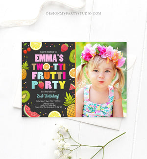 Editable Two-tti Frutti 2nd Birthday Invitation Twotti Frutti Party Fruit Tropical Summer Download Printable Template Digital Corjl 0127