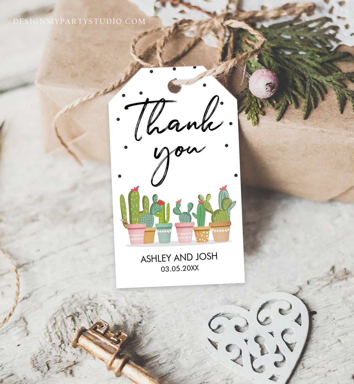 Editable Cactus Fiesta Favor Tags Thank You Fiesta Love and Thanks Mexican Muchas Gracias Bridal Shower Couples Shower Corjl Template 0254
