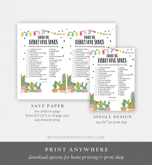 Editable Disney Love Songs Bridal Shower Game Quotes Cactus Fiesta Mexican Coed Shower Games Wedding Activity Corjl Template Printable 0254
