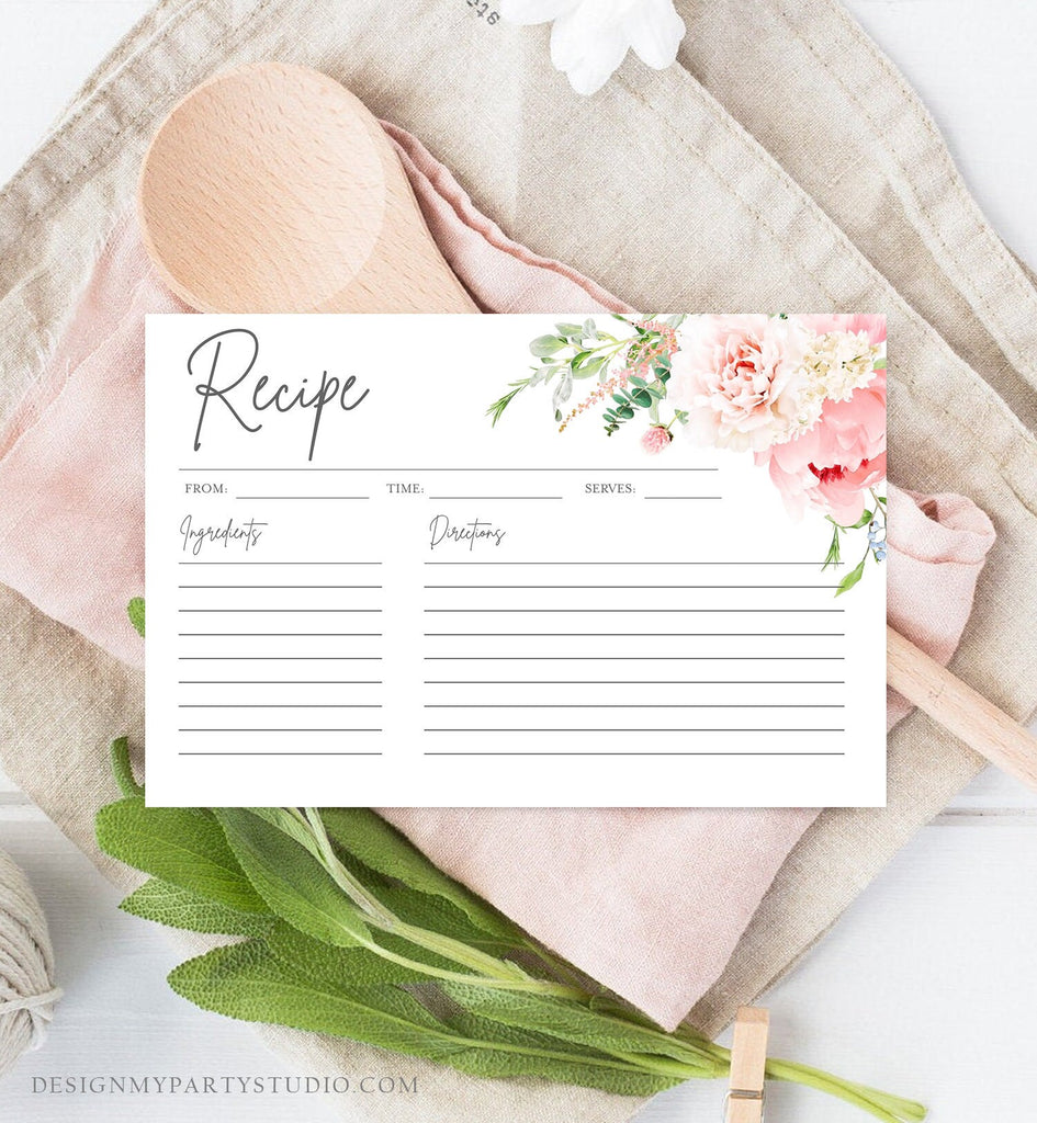 editable-recipe-card-kitchen-bridal-shower-botanical-flowers-pink-flor-design-my-party-studio for Free Printable Recipe Cards For Bridal Shower Editable Recipe Card Kitchen Bridal Shower Botanical Flowers Pink Flor - Design My Party Studio for Free Printable Recipe Cards For Bridal Shower