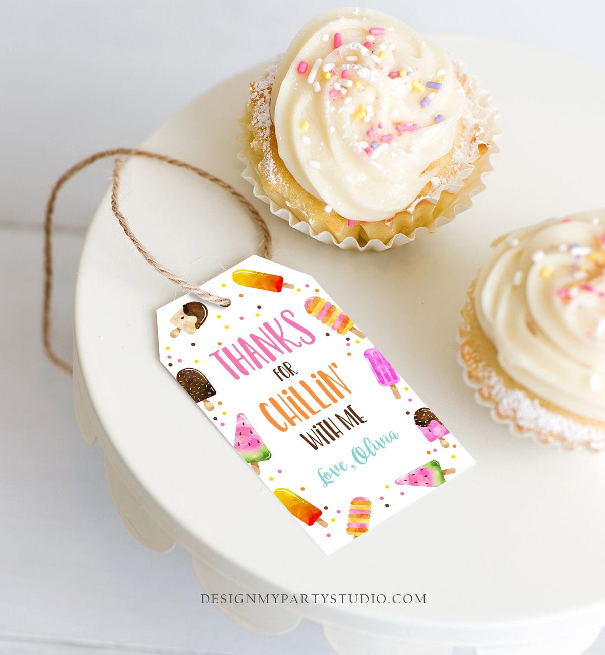 Editable Popsicle Birthday Favor Tags Pool Party Thank you tags Popsicle Party Girl Pink Summer Swim Bag Tags Template PRINTABLE Corjl 0143