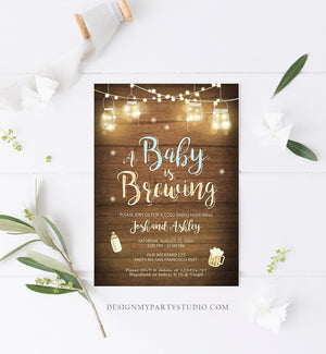 Editable A Baby is Brewing Invitation Bottle and Beers Baby Shower BaByQ BBQ Coed Couples Shower Boy Download Printable Template Corjl 0015