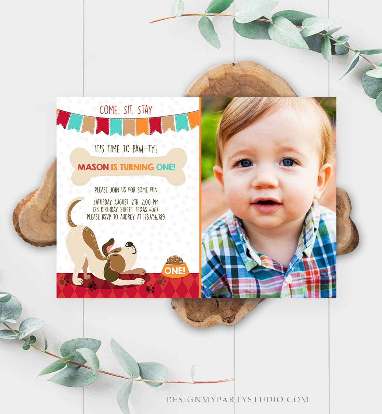 Editable Puppy Dog Birthday Invitation Pawty Boy Birthday Dog Theme Puppy Party Dog Party Download Printable Invitation Template Corjl 0048