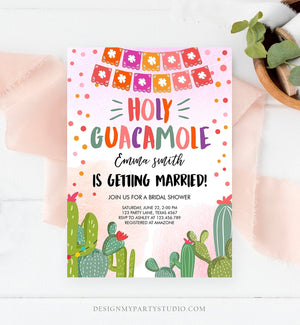 Editable Holy Guacamole Bridal Shower Invitation Fiesta Couples Shower Cactus Succulent Mexican Download Corjl Template Printable 0135